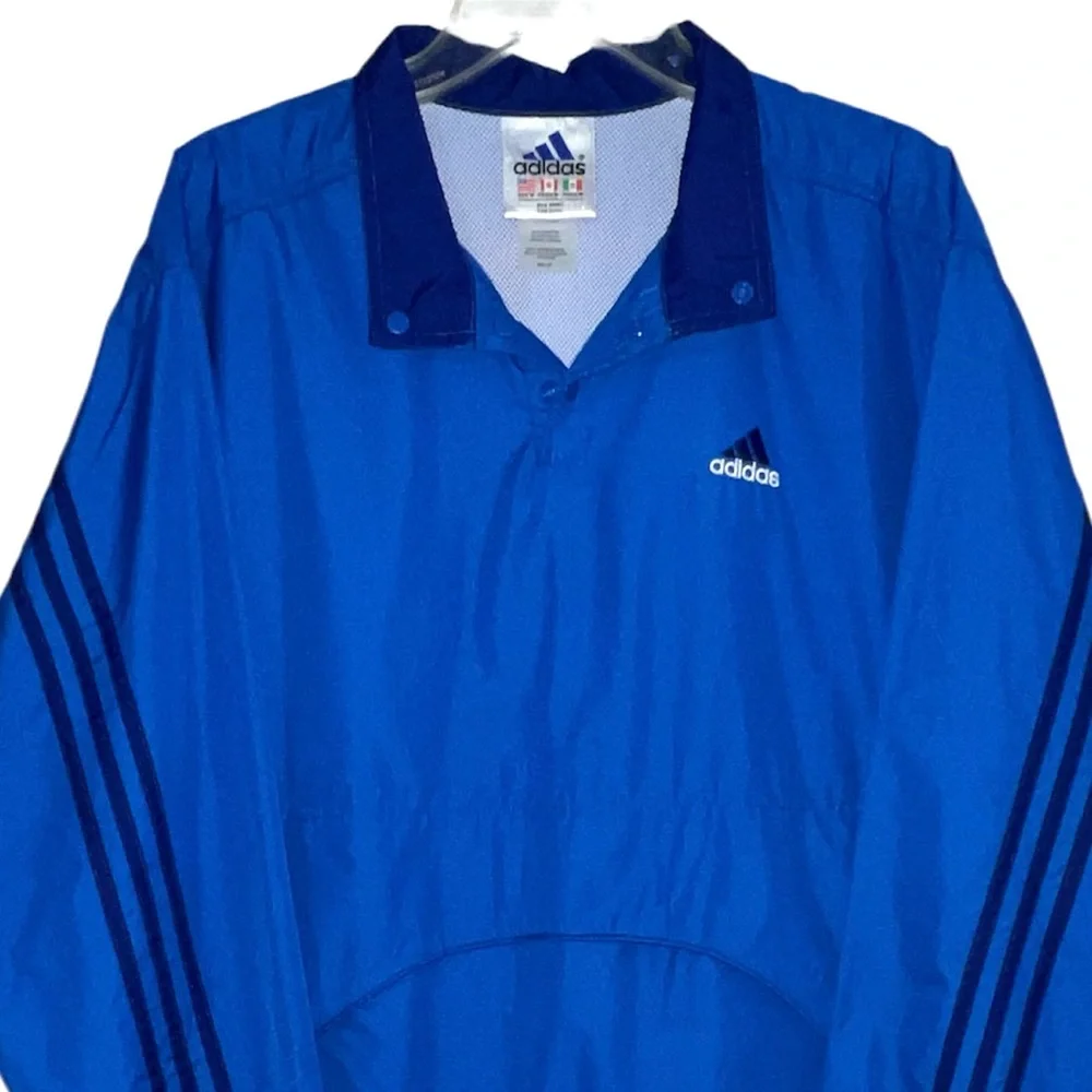 Adidas Men’s Vintage Blue Pullover Windbreaker Jacket Size M Pockets Vented